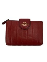 画像：リニア・キルティング・レザー・ミディアム・コーナージップ・ウォレット_レッド/レザー/RED/無地/レ