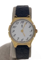 画像：クォーツ腕時計/アナログ/レザー/WHT/BLK