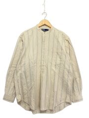 画像：90s/ストライププルオーバーバンドカラーシャツ/L/チェンジボタン/左袖汚れ・リペア有