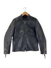 画像：BUCO J-100 JACKET/茶芯_ホースハイドシングルライダースジャケット/36/馬革/黒//