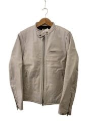 画像：シングルライダースジャケット/M/牛革/WHT/無地