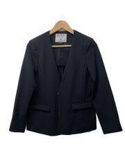 画像：ノーカラーボックスジャケット/テーラードジャケット/36/ポリエステル/BLK/M00E007JK