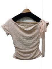 画像：Lace ribbon tops/半袖カットソー/FREE/ナイロン/PNK/AM1677