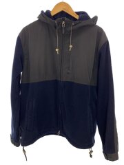 画像：フリースジャケット/切替/ダブルジップ/ネイビー