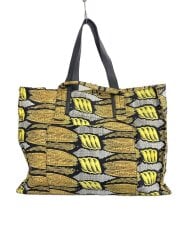 画像：アフリカンプリントBIGトートバッグ/コットン/イエロー/総柄