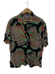 画像：アロハシャツ/XL/レーヨン/BLK/総柄/SS39428
