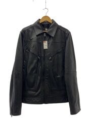 画像：レザージャケット・ブルゾン/XL/羊革/BLK/無地/D20075-C850-6484
