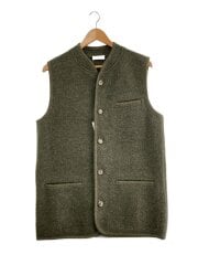 画像：ベスト/L/ウール/カーキ/リア