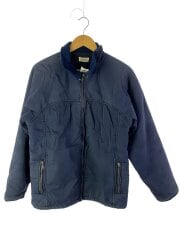 画像：フルジップ裏ボアブルゾン/L/コットン/NVY/無地