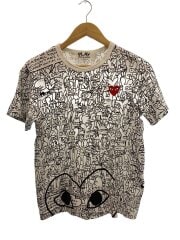 画像：Tシャツ/M/コットン/WHT/総柄/az-t156