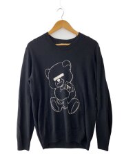 画像：目隠しベア/ニット・セーター(薄手)/3/ウール/BLK/UB0D4901-2