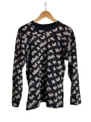 画像：長袖Tシャツ/M/コットン/BLK/総柄