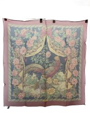 画像：スカーフ/シルク/RED/総柄/レディース