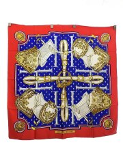 画像：SELLES A HOUSSE/カバーへの腰かけ/カレ90/スカーフ/シルク/RED/総柄/レディース