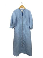 画像：ステッチジャガードワンピース/長袖ワンピース/FREE/ポリエステル/ブルー/GAE-04070-A