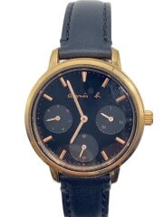 画像：クォーツ腕時計/アナログ/レザー/BLK/BLK/VD75-KGZ0