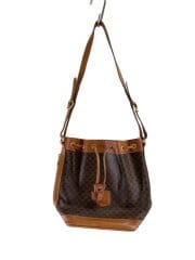 画像：マカダム柄/巾着ショルダー/ショルダーバッグ/PVC/BRW/総柄