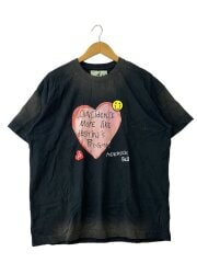 画像：UNISEX　SPRAY　WASHED　HEART　MESSAGE　T-SHIRT/Tシャツ/M/コットン/B//
