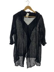 画像：リネンニットロングカーディガン/2/リネン/BLK/YU-J12-302