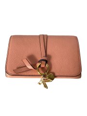 画像：3つ折り財布/レザー/PNK/無地/レディース