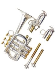 画像：Piccolo Trumpet 【動作確認済】Piccolo Trumpet/schiller/シラー/ピッコロ/シルバー/ロータリー