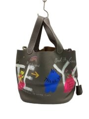 画像：トートバッグ/レザー/GRY/総柄