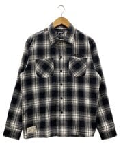画像：長袖シャツ/M/コットン/BLK/オンブレCK/782-3220007//