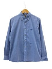 画像：長袖シャツ/M/コットン/BLU/無地