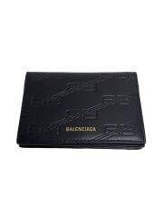 画像：2つ折り財布/レザー/BLK/総柄/メンズ