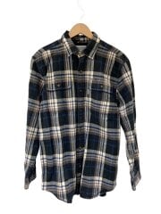 画像：長袖シャツ/M/コットン/NVY/チェック