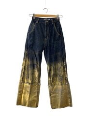 画像：ロールアップコーティングデニム 箔プリント/S/デニム/IDG/2224120021-0//