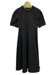 画像：半袖ワンピース/M/コットン/BLK/無地