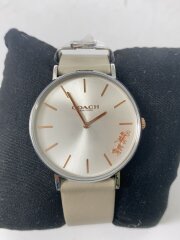 画像：クォーツ腕時計/アナログ/レザー/WHT/CRM