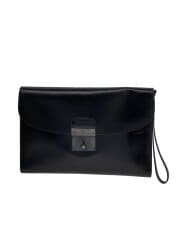 画像：クラッチバッグ/レザー/BLK/無地