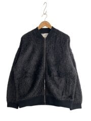 画像：ブルゾン/M/コットン/BLK/無地/KNIT7-6SURI-COTTON-BOMBER//