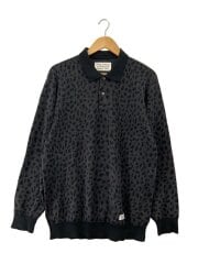 画像：LEOPARD KNIT JACQUARD POLO SHIRT/M/コットン/BLK/23FW-WMK-KN20