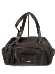 画像：ハンドバッグ/レザー/BRW/無地