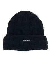 画像：ニットキャップ/19AW/バスケットウィーブ/アクリル/BLK/メンズ