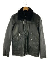 画像：レザージャケット・ブルゾン/48/ポリエステル/BLK/21810-128