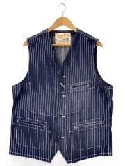 画像：ベスト/42/コットン/NVY/ストライプ/SC12654/9oz. WABASH STRIPE WORK VEST//