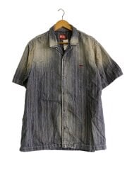 画像：半袖シャツ/XL/コットン/BLU/ストライプ/A16957//