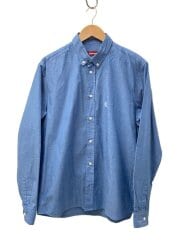 画像：長袖シャツ/L/コットン/BLU/無地/HS-030119