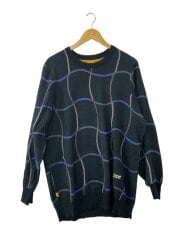 画像：ニット・セーター(薄手)/XL/コットン/BLK/総柄//