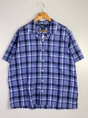 画像：半袖シャツ/L/コットン/BLU/チェック