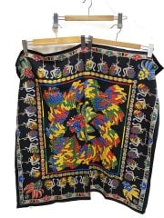 画像：オールド/マストライン/ジュエリー/大判シルクスカーフ/シルク/BLK/総柄/レディース