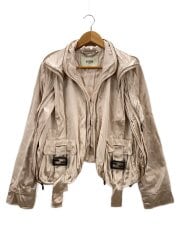 画像：ジップデザイン サテン パデッド ジャケット/38/レーヨン/PNK/FJ7405