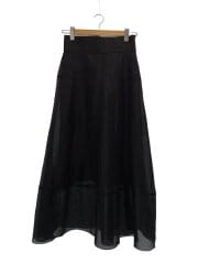 画像：スパンオーガンジーフレアスカート/ロングスカート/38/ポリエステル/BLK//