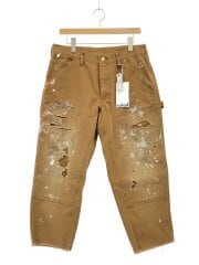画像：24AW/ペイントダメージ加工ワークパンツ/ボトム/2/コットン/BRW