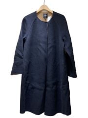 画像：オープンフロントノーカラーコート/S/ウール/BLK/01-0409600-057-902