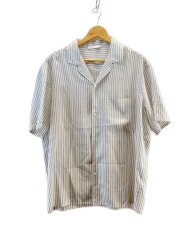 画像：半袖シャツ/M/シルク/WHT/ストライプ/950W3844